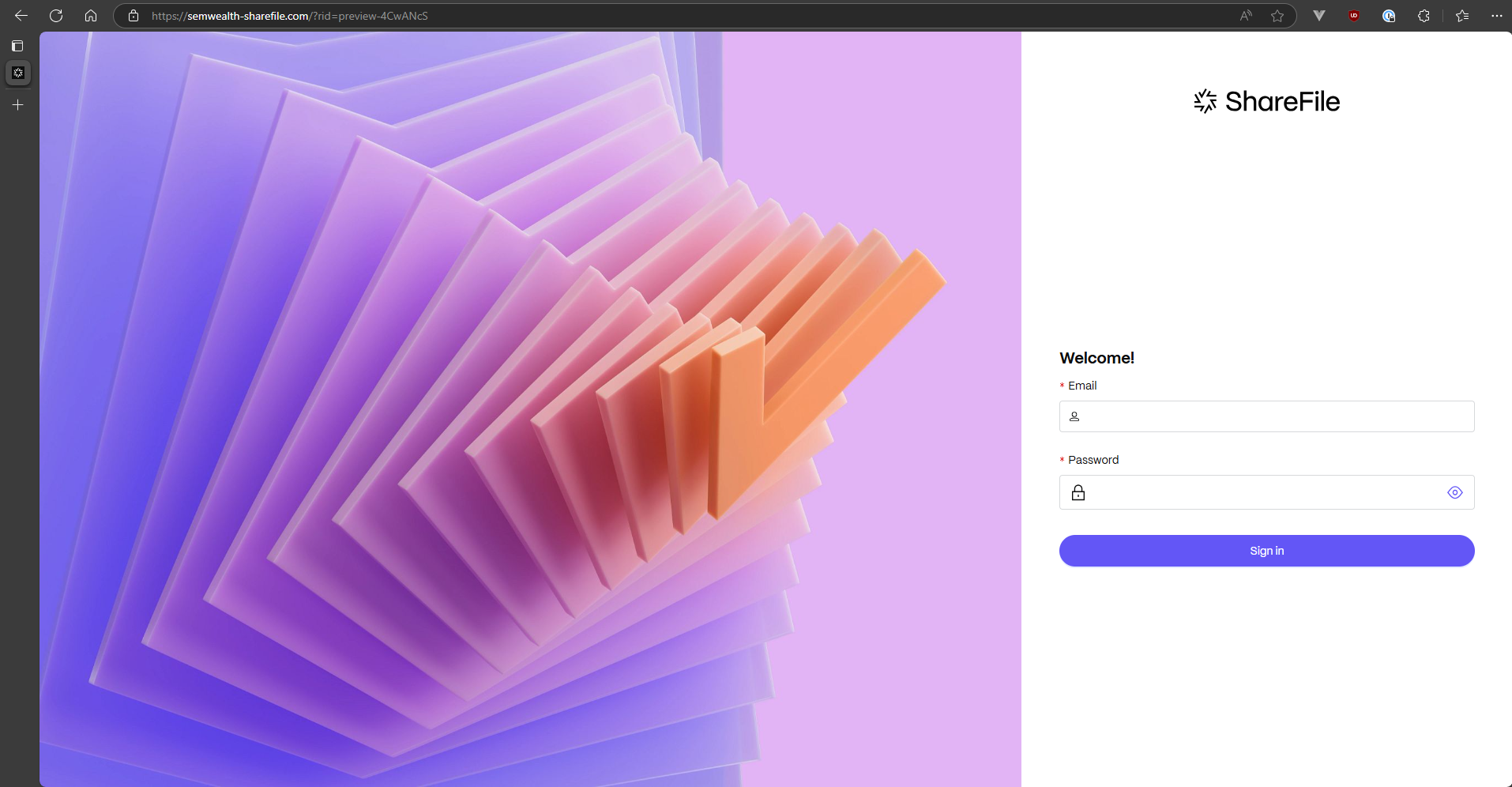 Screenshot of full landing page